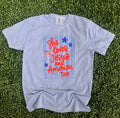 She Loves Jesus and America Too -Comfort Colors Washed Denim Unisex , , , Long Sleeve Tee