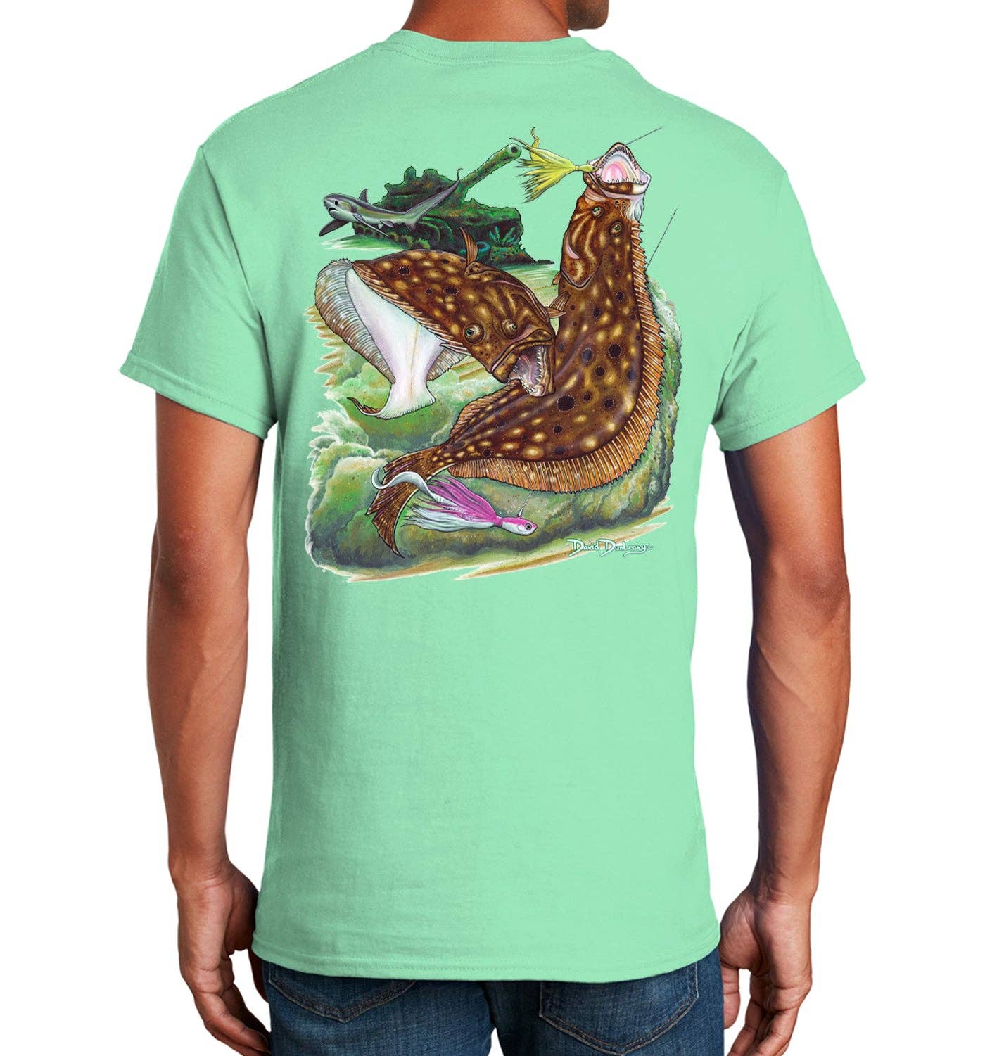 Men's Flounder Reef Short Sleeve Mint Cotton Unisex , , , Long Sleeve Tee