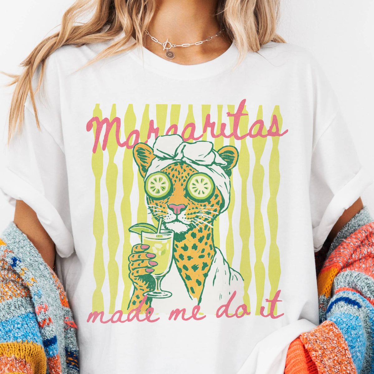 Margaritas Made Me Do It Funny Spa Salon Retro Graphic Tee Unisex , , , Long Sleeve Tee