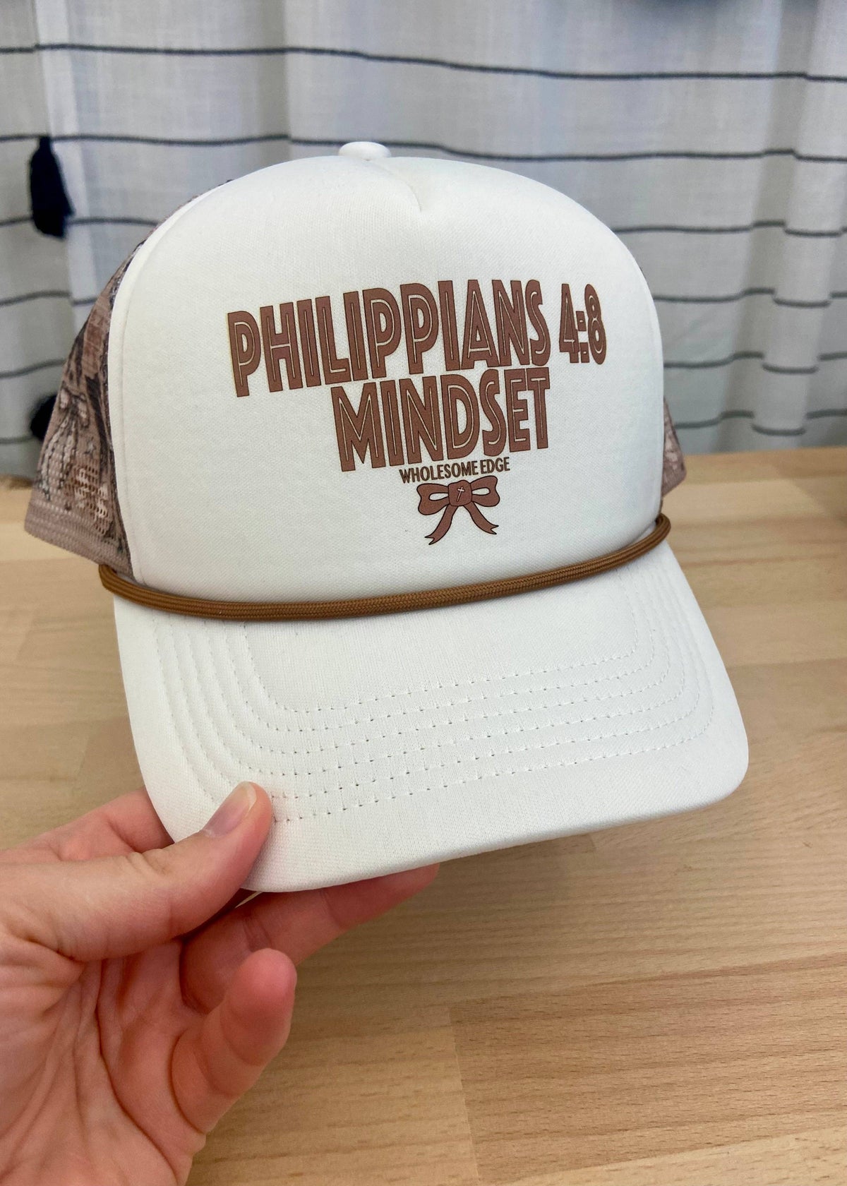 Philippians 4:8 Mindset with Bow - Christian Hat Unisex , , , Long Sleeve Tee