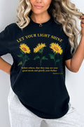 Women Sunflower Graphic Print Short Sleeve Top Unisex , , , Long Sleeve Tee