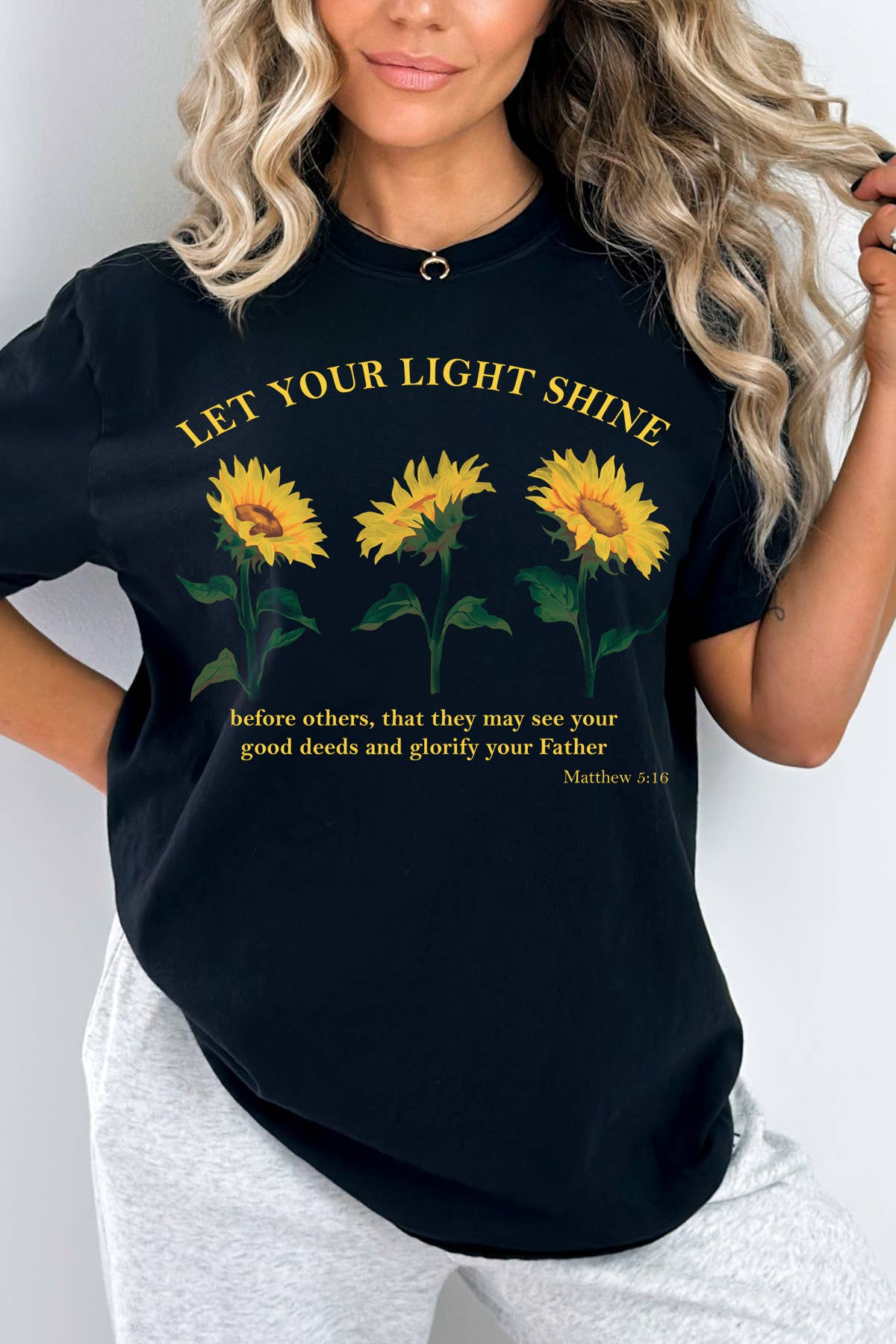Women Sunflower Graphic Print Short Sleeve Top Unisex , , , Long Sleeve Tee