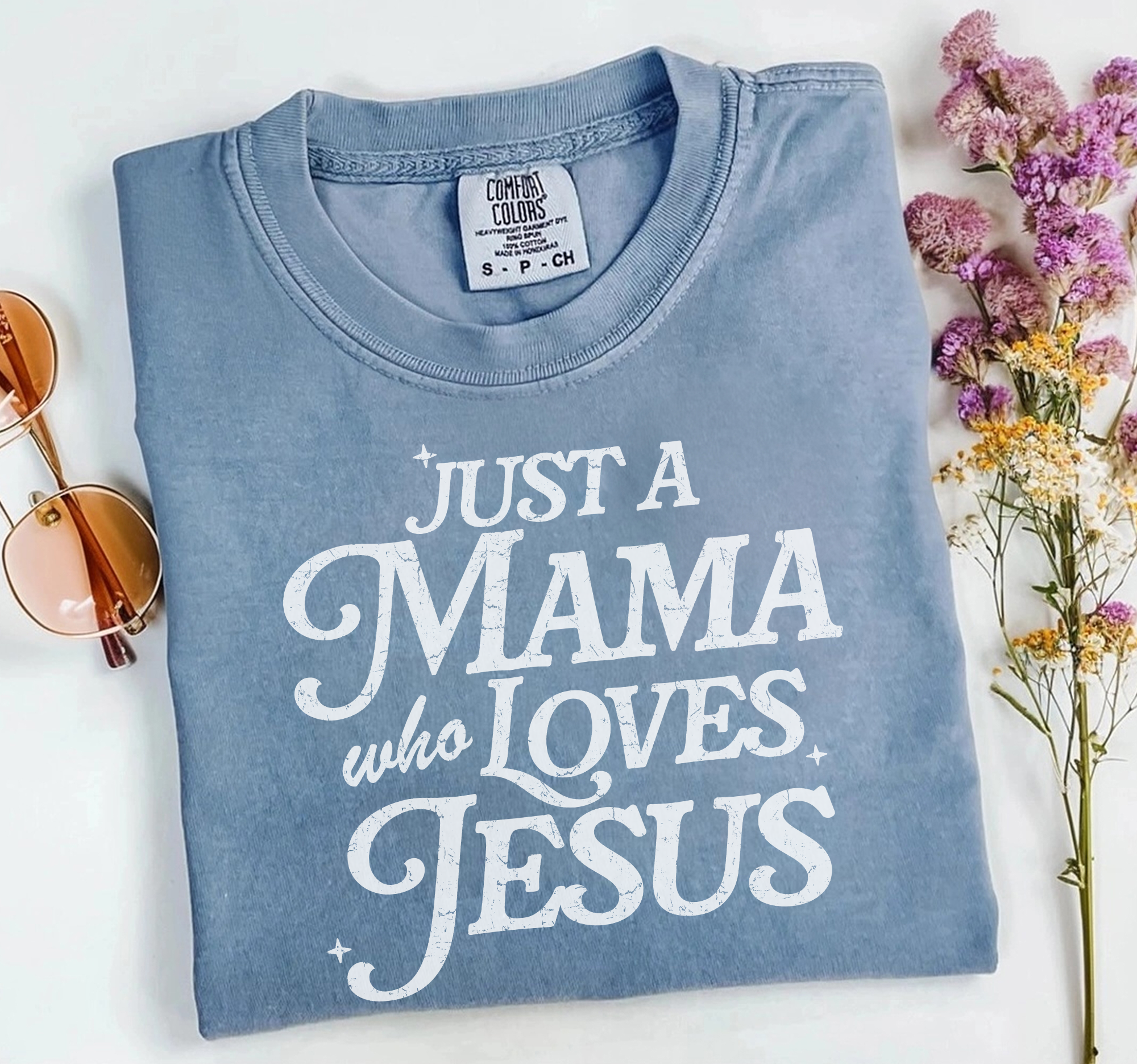 Mama Loves Jesus Shirt, Faith Tee, Comfort Colors® Unisex , , , Long Sleeve Tee