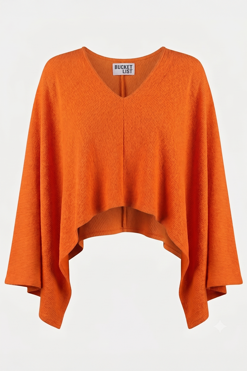 T3009 | Structured Crepe Asymmetrical Poncho Top Unisex , , , Long Sleeve Tee