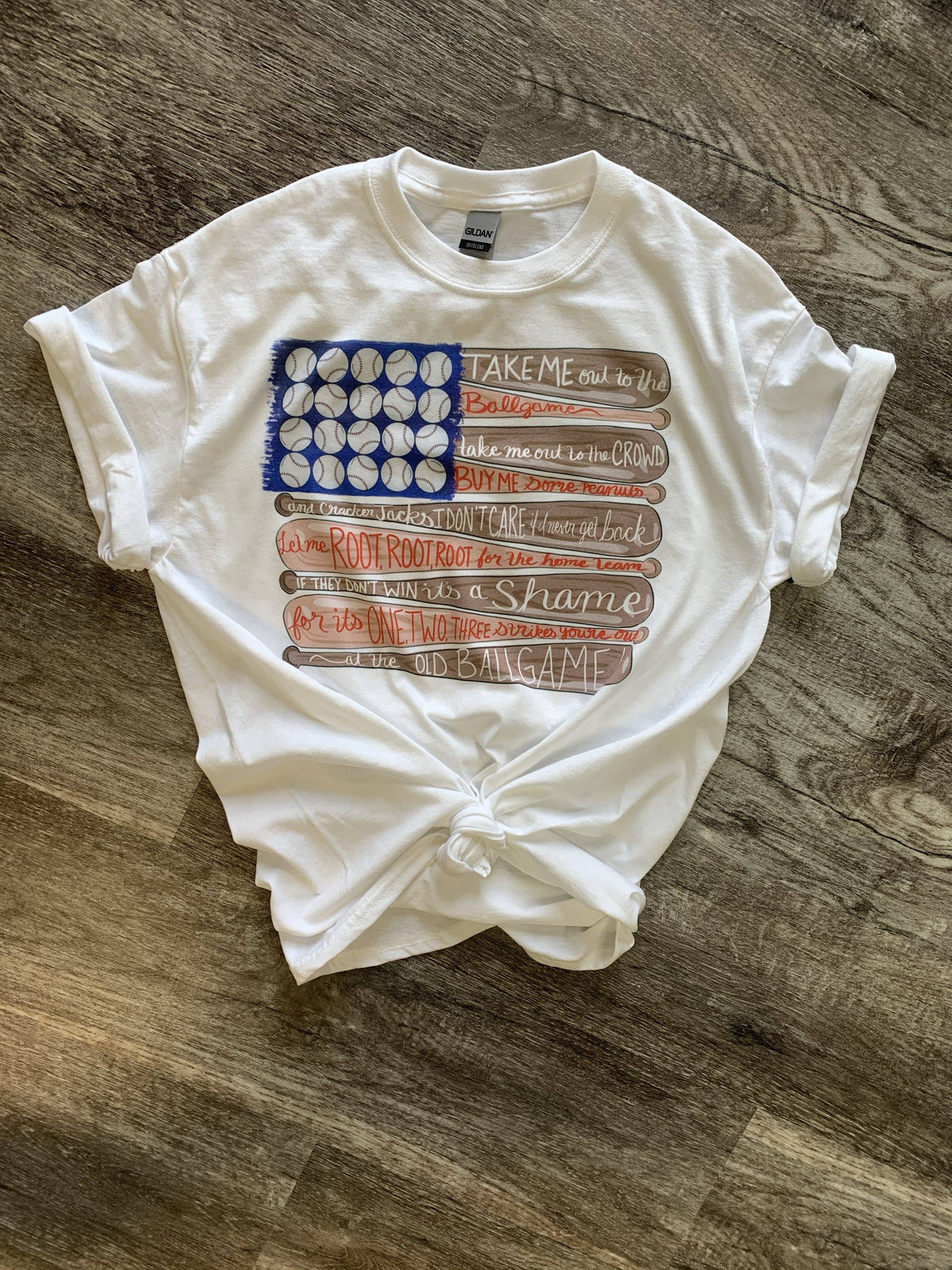 Baseball Flag On White Tee Unisex , , , Long Sleeve Tee