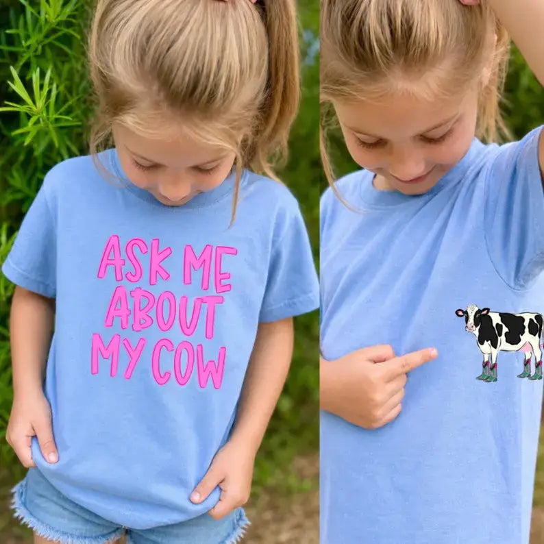 Ask Me About My Cow Kids Youth Funny Tee Unisex , , , Long Sleeve Tee