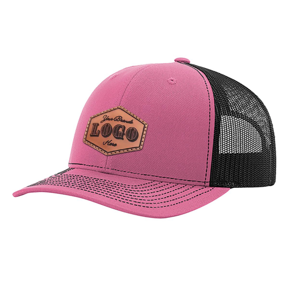 Custom Hat with Laser Engraved Patch - Hot Pink/Black Unisex , , , Long Sleeve Tee