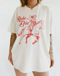 Ride or Die Western Cowgirl Graphic Tee - Ivory