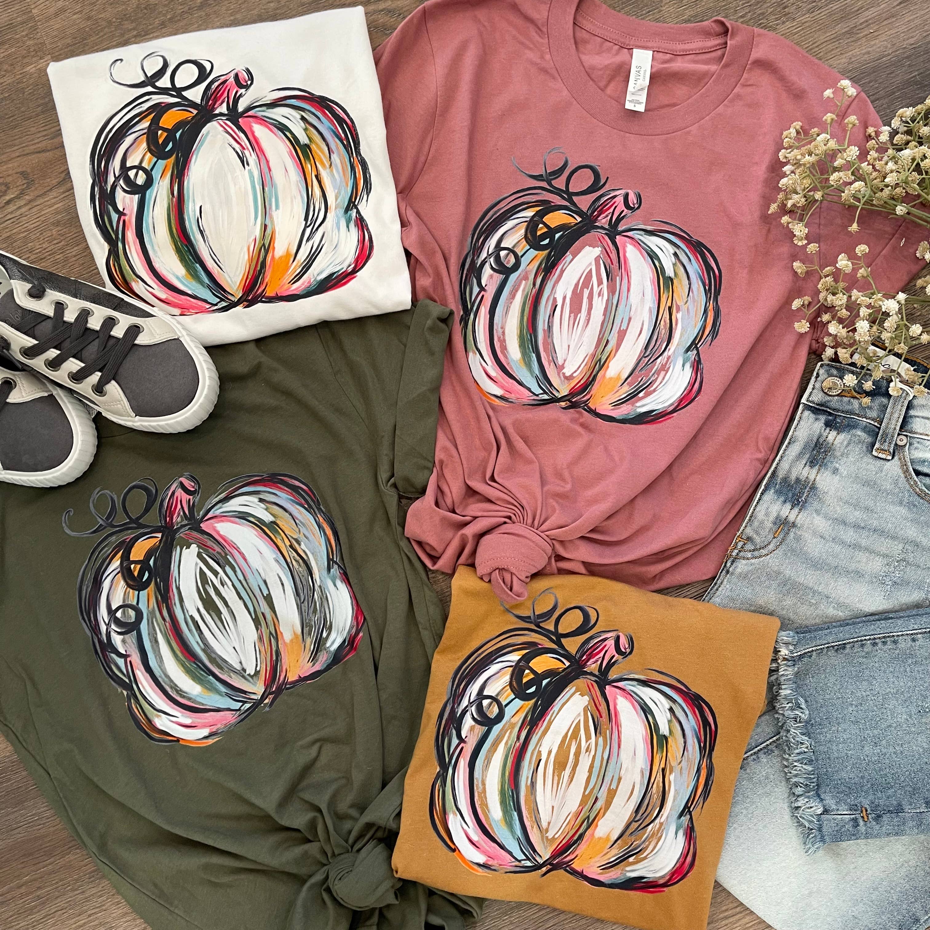 Watercolor Pumpkin Long Sleeve Tee Unisex , , , Long Sleeve Tee