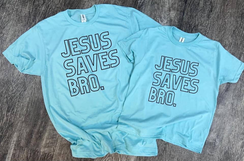 Jesus Saves Bro. On Tultex Heather Purist Blue Tee Unisex , , , Long Sleeve Tee