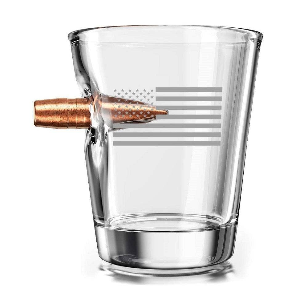 American Flag Shot Glass with Bullet - 3144 Unisex , , , Long Sleeve Tee