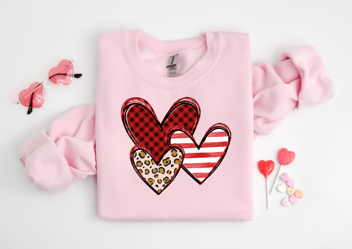 Leopard Heart Crew Neck Sweaters Unisex , , , Long Sleeve Tee