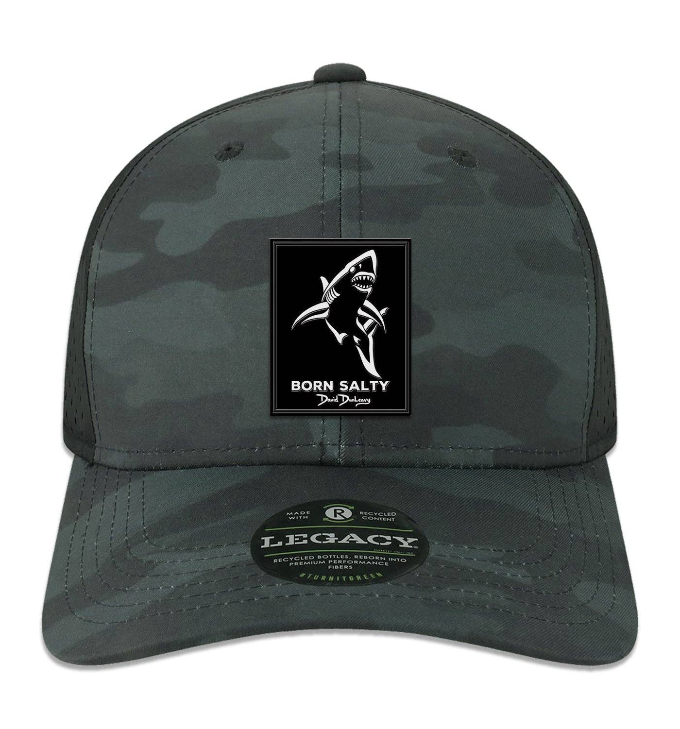 Born Salty Shark Deco Performance Black Camo Hat Unisex , , , Long Sleeve Tee