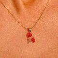 Poppy Flower Necklace – August Birth Flower Mothers Day Gift Unisex , , , Long Sleeve Tee