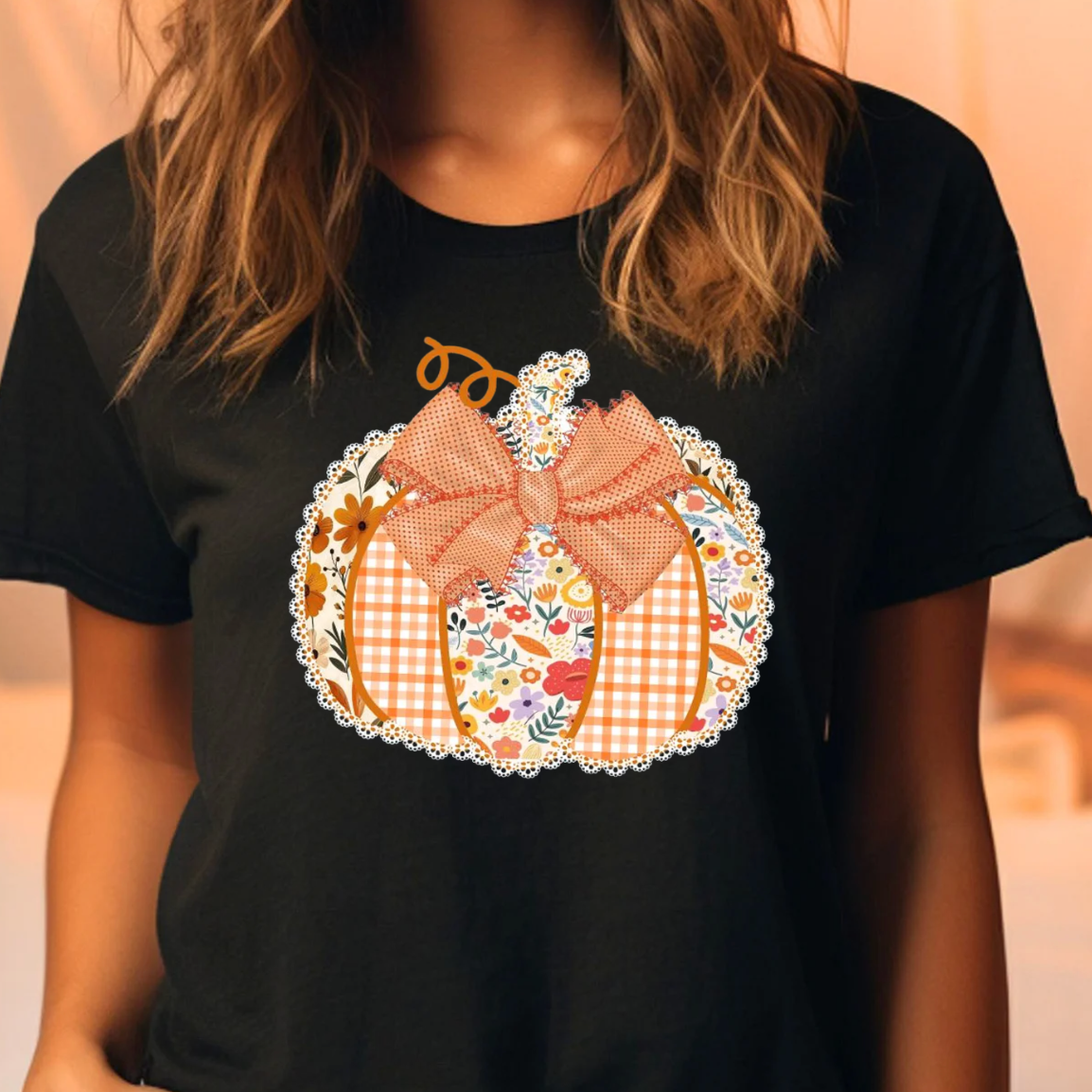 Ditsy Flower Pumpkin Tee Unisex , , , Long Sleeve Tee
