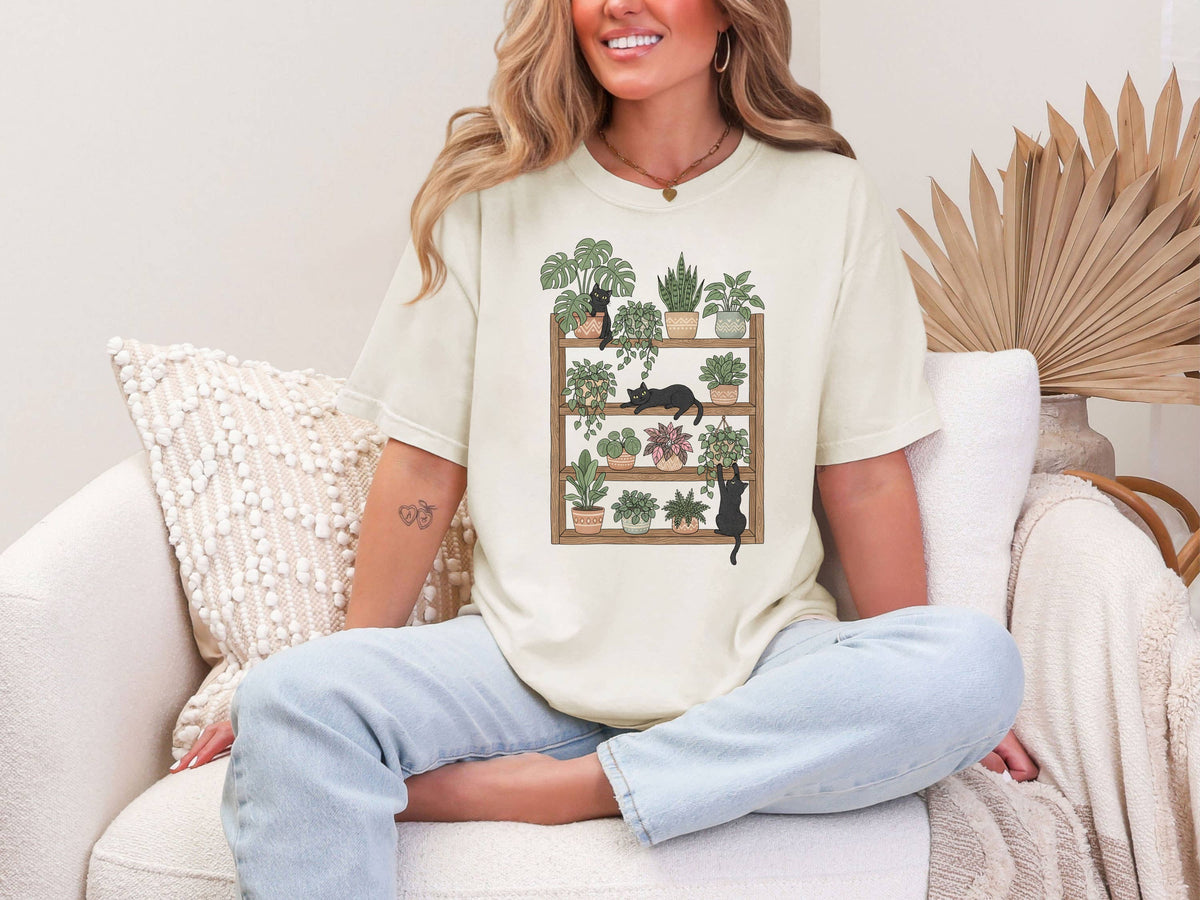Plant Shelf Cat Graphic Tee Unisex , , , Long Sleeve Tee