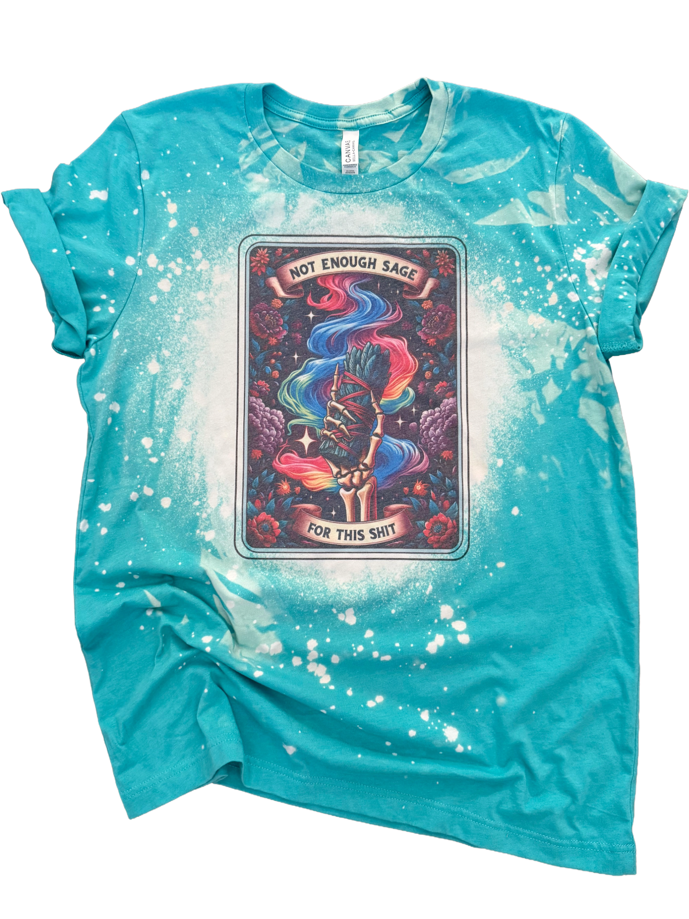 Not Enough Sage - Skeleton Tarot Card Bleached Tee Unisex , , , Long Sleeve Tee