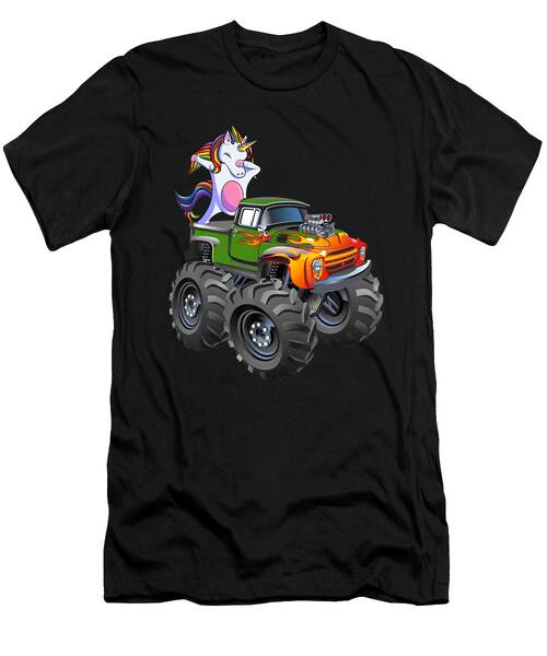 Dabbing Unicorn Monster Truck Lover Birthday Party Boys T-shirt T-Shirt