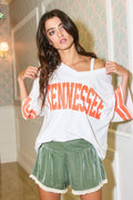 T2618A 'tennessee' Print V-Neck Football Top Unisex , , , Long Sleeve Tee