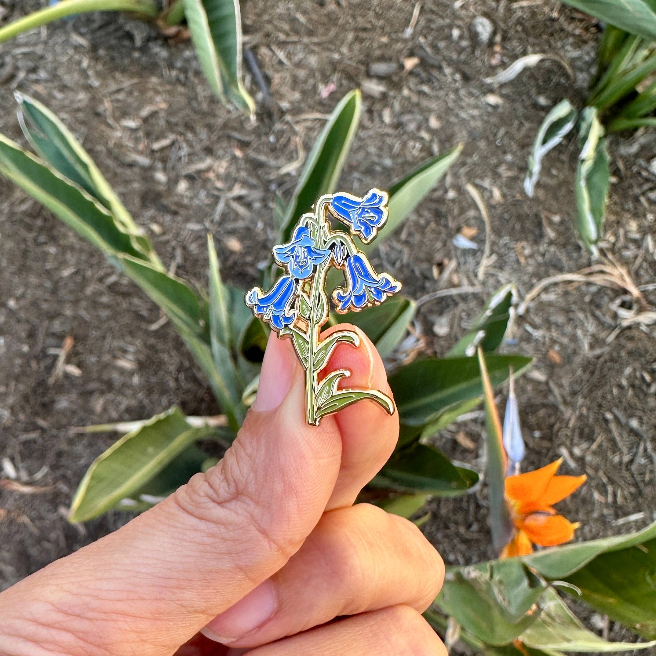 Bluebell Flower Enamel Pin Delicate Floral Lapel Pin Unisex , , , Long Sleeve Tee