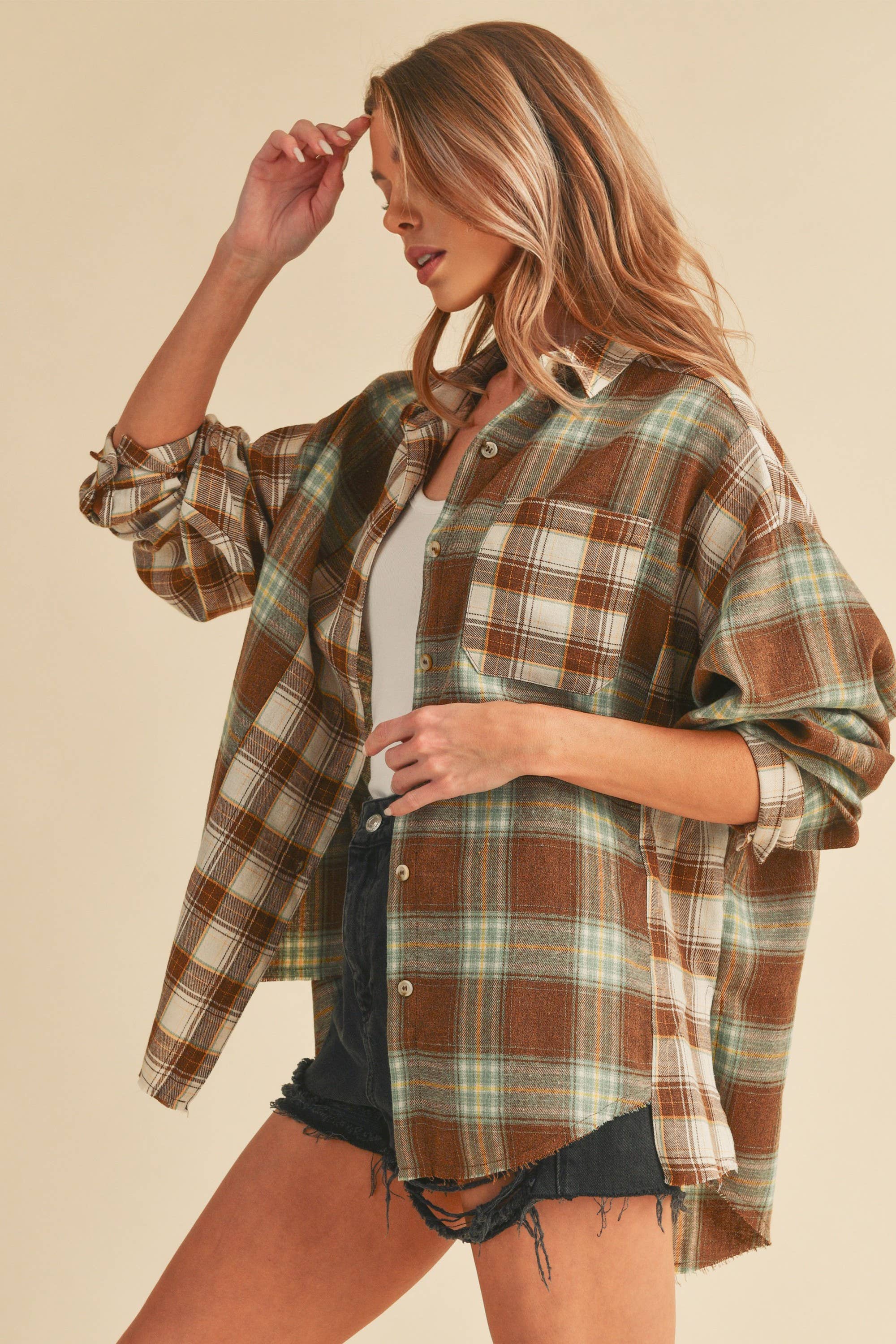 845AN Noelle Flannel Shirt 1 Unisex , , , Long Sleeve Tee