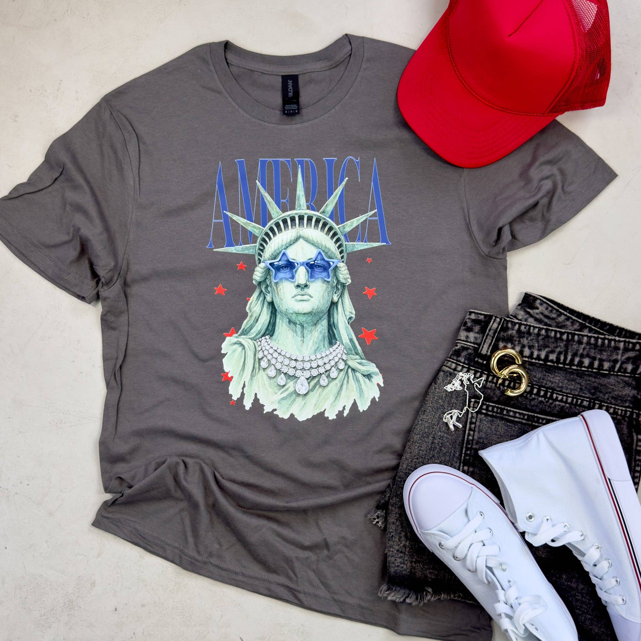 America Statue Tee Unisex , , , Long Sleeve Tee