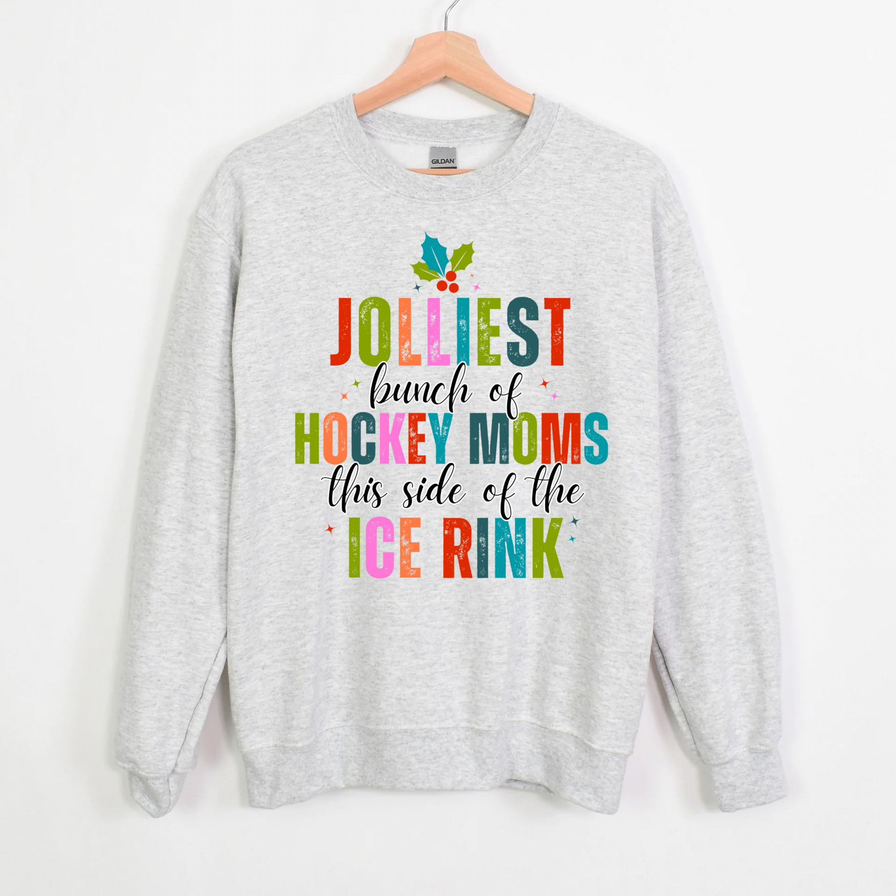 Jolliest Bunch of Hockey Moms Crew Unisex , , , Long Sleeve Tee