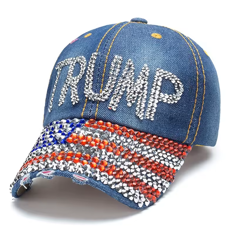 Bedazzled Trump Hat - 2210 Unisex , , , Long Sleeve Tee