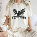 I Hate People Cat Bat Retro Halloween Black Print Unisex , , , Long Sleeve Tee