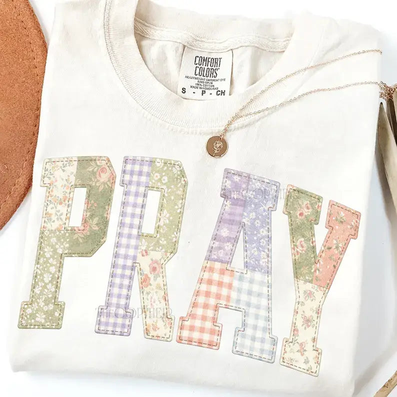 Patchwork Pray Comfort Colors Tee Unisex , , , Long Sleeve Tee