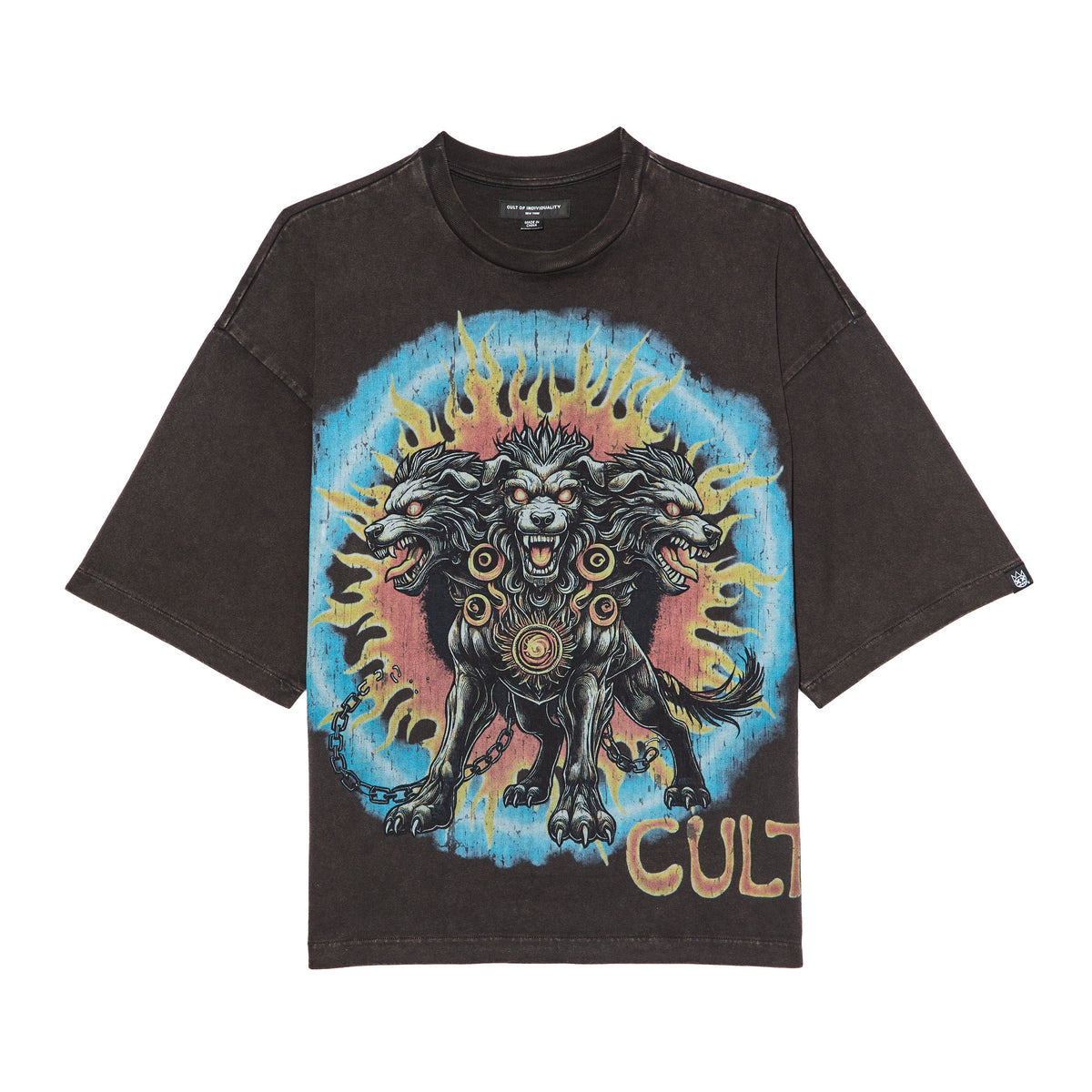 Cult's Oversized Tee "May the Bridges I Burn" in Charcoal Unisex , , , Long Sleeve Tee