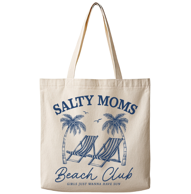 Salty Moms Beach Club - Canvas Tote Bag Unisex , , , Long Sleeve Tee