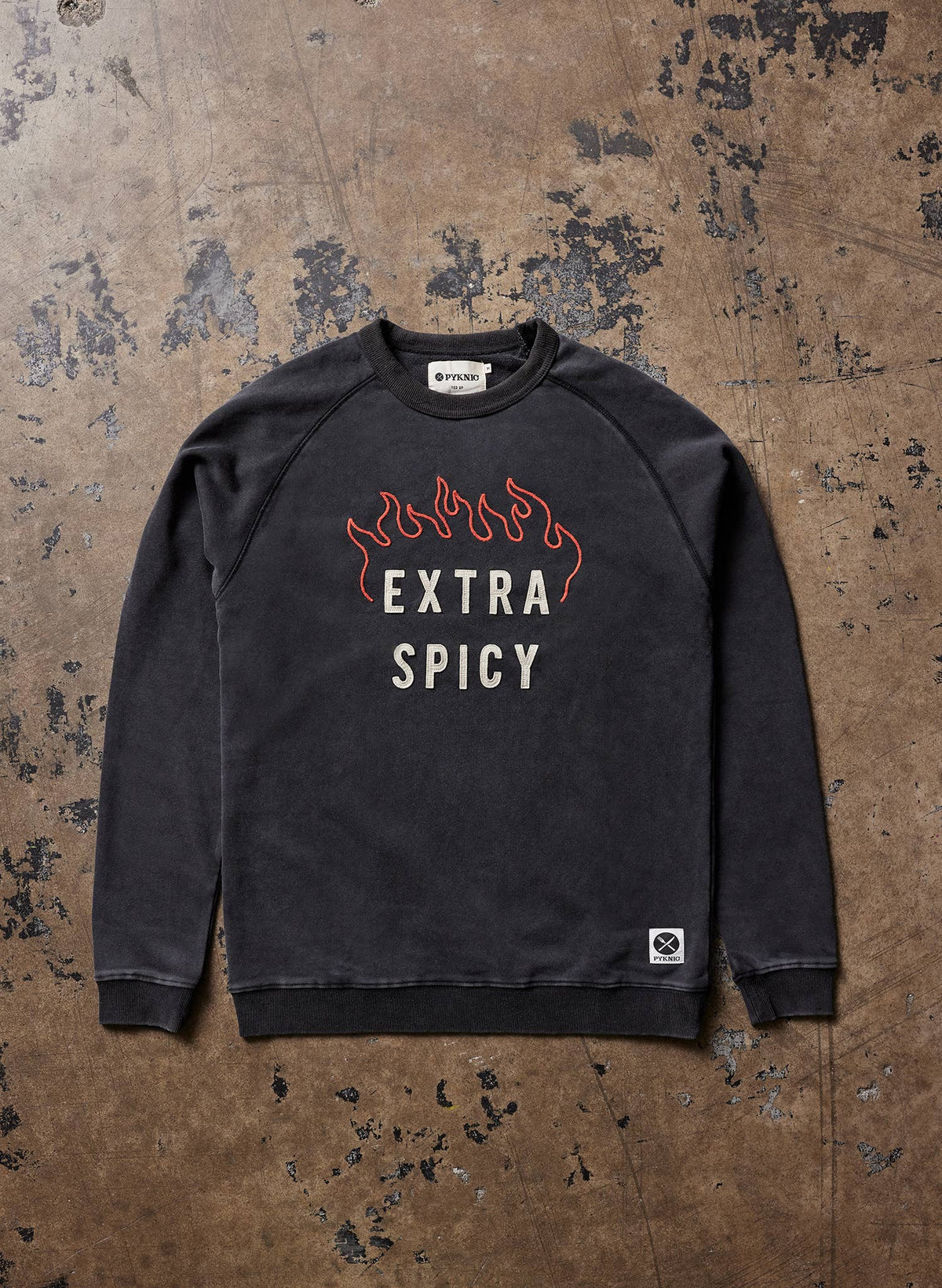 Extra Spicy Chainstitch & Felt Crewneck Unisex , , , Long Sleeve Tee