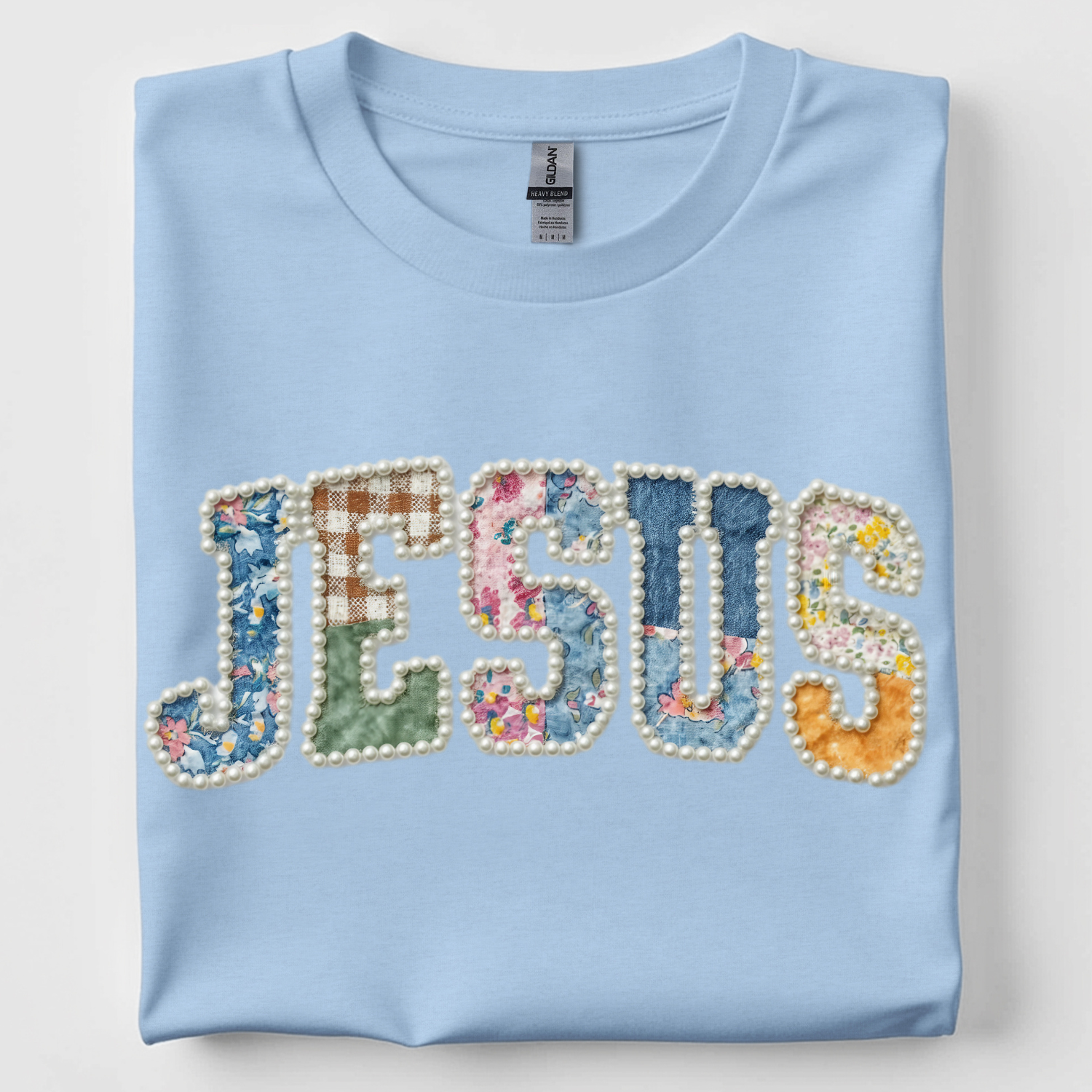 Faux Quilted Jesus Tshirt Unisex , , , Long Sleeve Tee