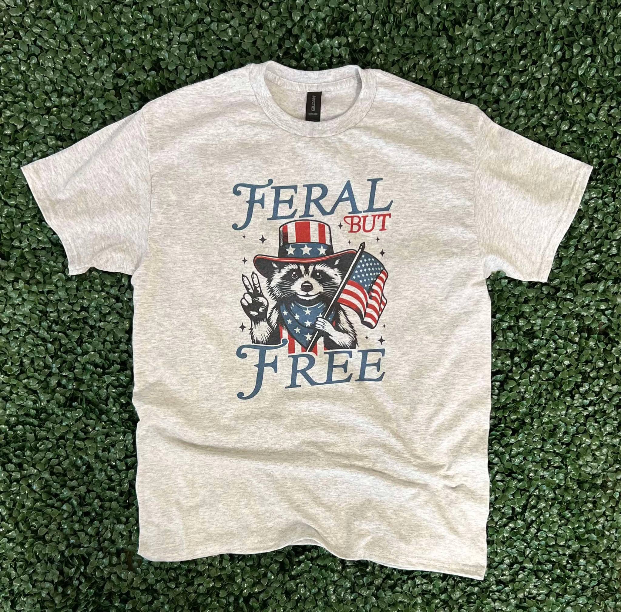 Feral But Free On Ash Gray Unisex , , , Long Sleeve Tee