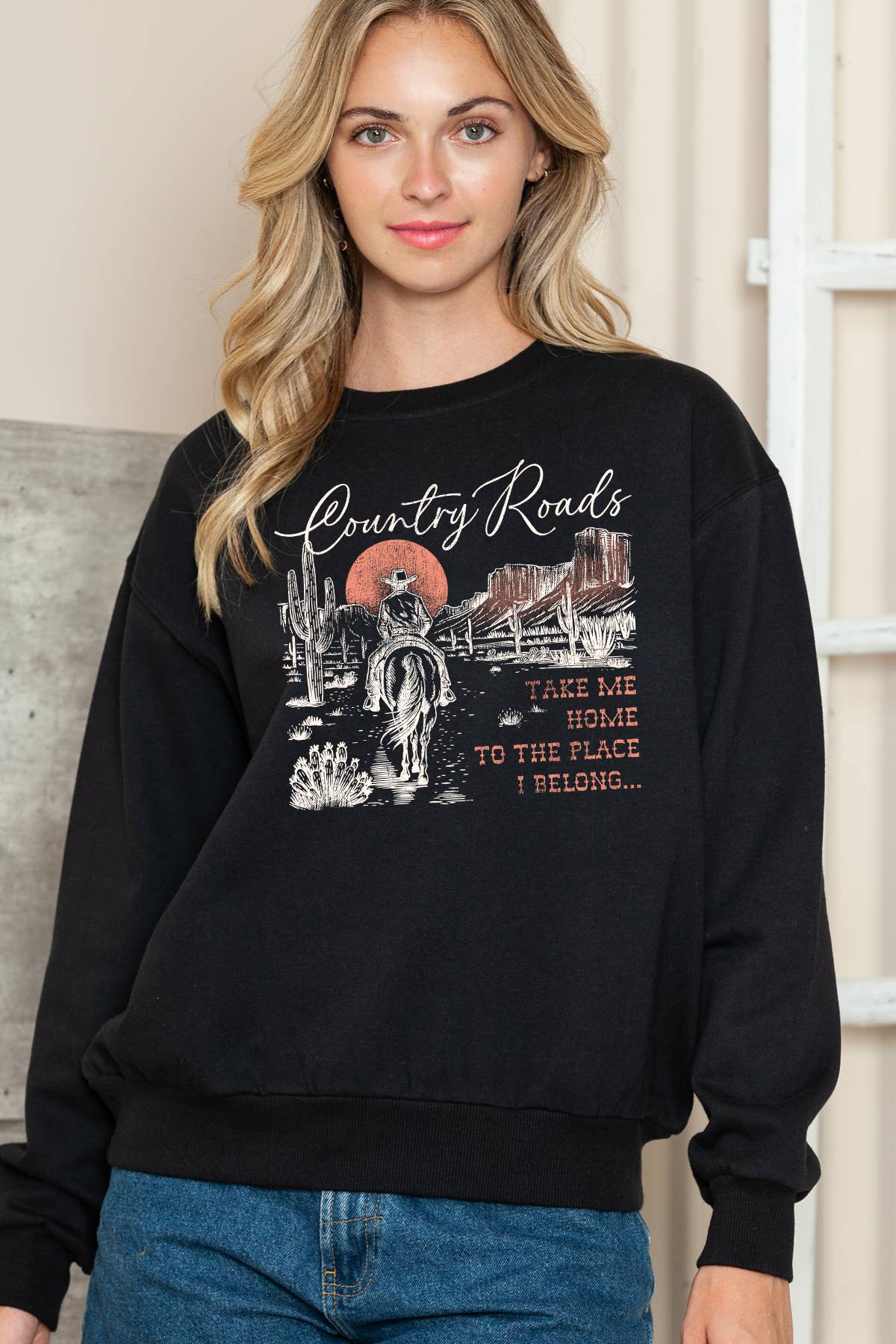 Women Country Graphic Comfy Pullover Sweater Unisex , , , Long Sleeve Tee