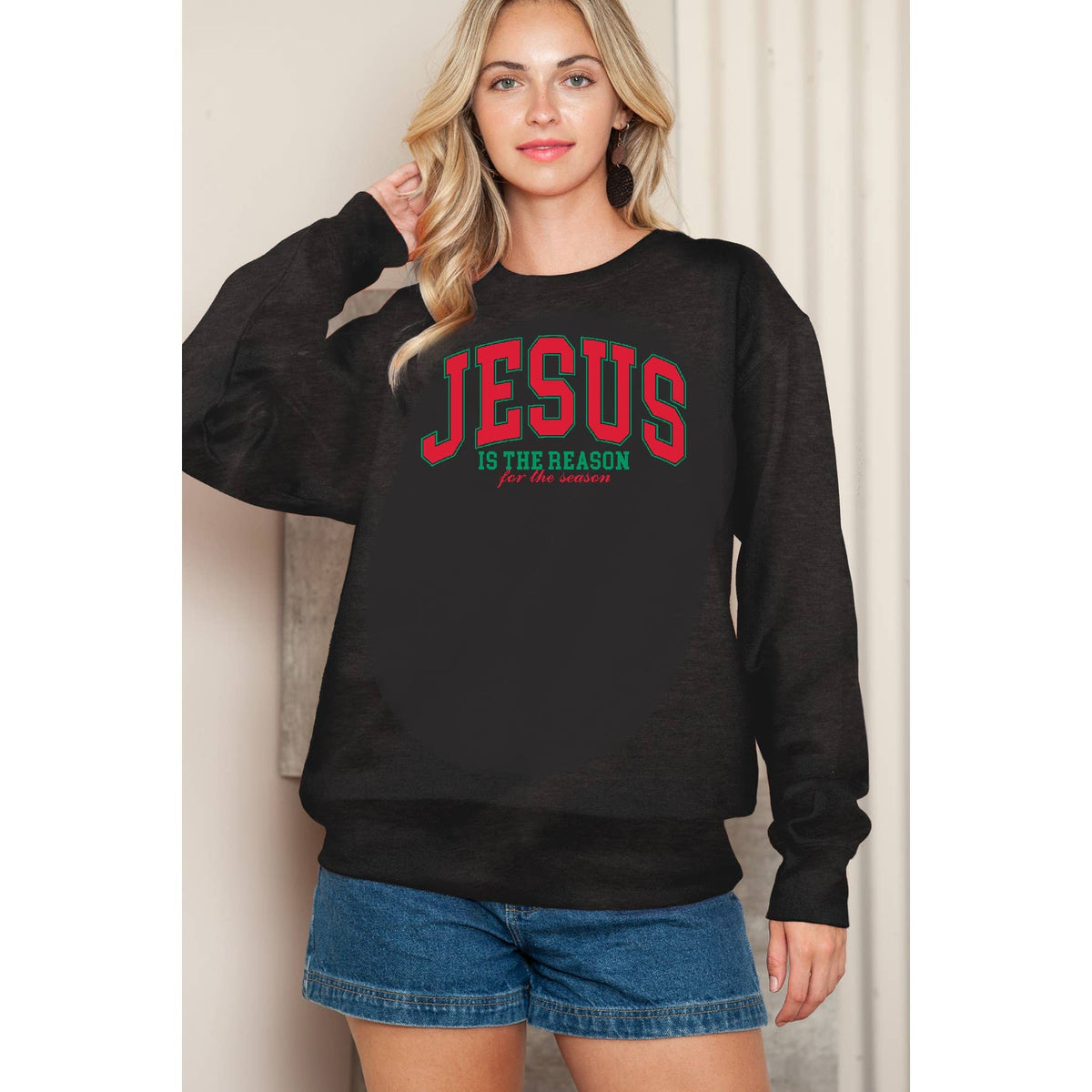 Jesus Is the Reason For the Season Crewneck Unisex , , , Long Sleeve Tee