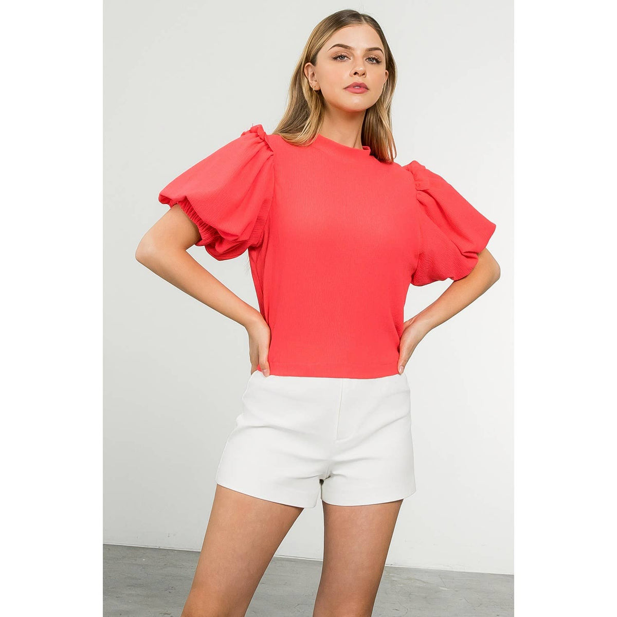 Puff Sleeve Elastic Top Unisex , , , Long Sleeve Tee