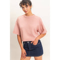Seam Detail Short Sleeve Knit Top Unisex , , , Long Sleeve Tee