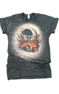 Mystical Moon Moth + Mushroom Bleached Tee Unisex , , , Long Sleeve Tee