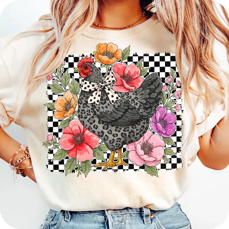 Leopard Chicken Comfort Colors Tee Unisex , , , Long Sleeve Tee