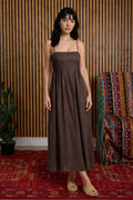 Pintuck Detail Spaghetti Strap Midi Sundress Unisex , , , Long Sleeve Tee