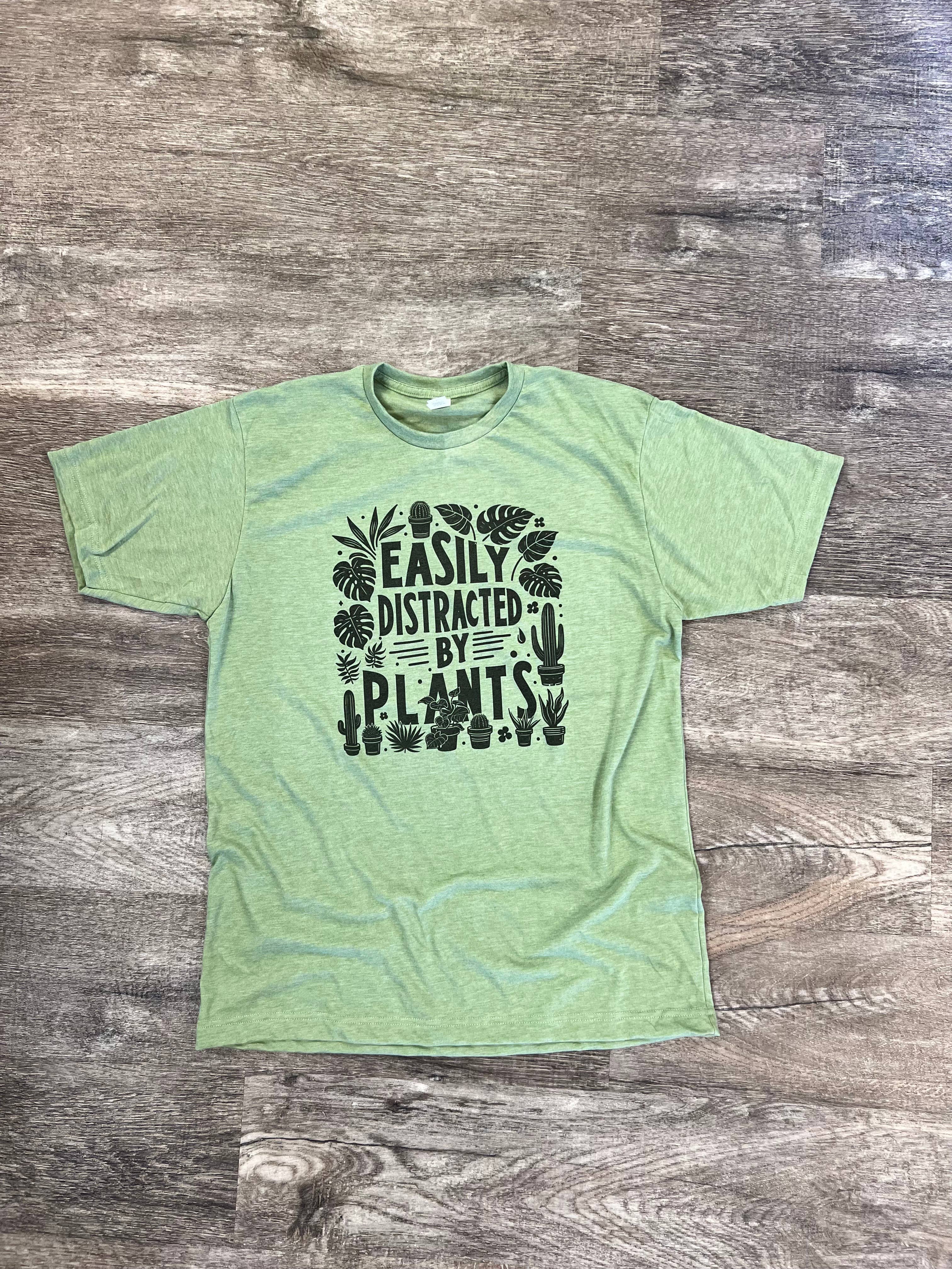 Easily Distracted By Plants On Tultex Heather Green Unisex , , , Long Sleeve Tee