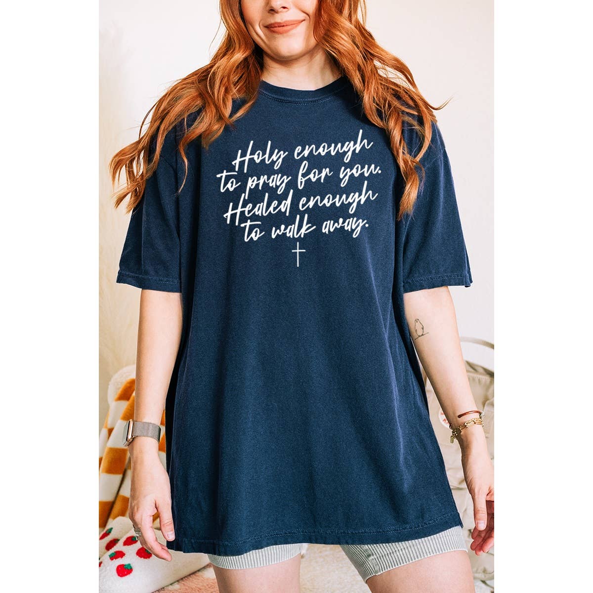 Holy Enough To Pray For You Christian Graphic Oversized Tee Unisex , , , Long Sleeve Tee