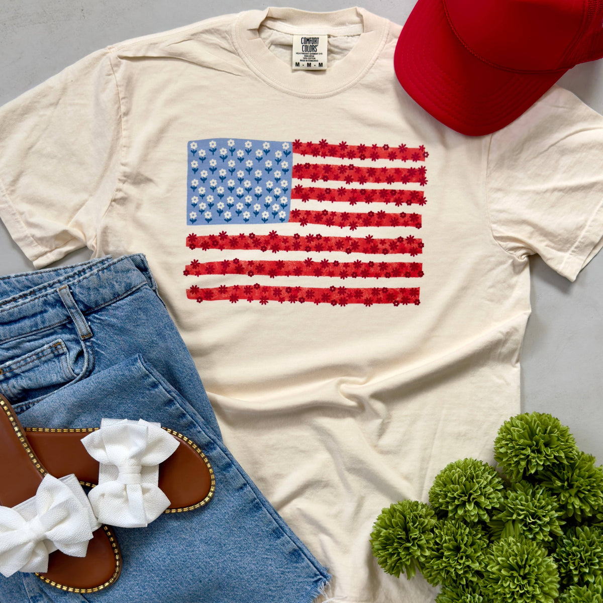 Floral Flag Tee Unisex , , , Long Sleeve Tee