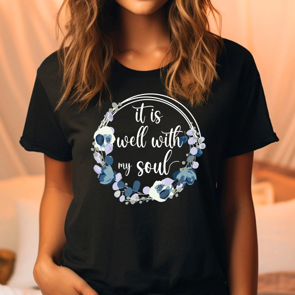 It Is Well with My Soul Flower Tee Unisex , , , Long Sleeve Tee
