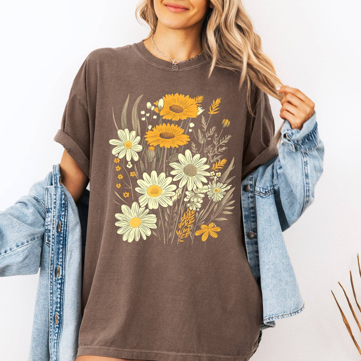 Wildflower Collage Vintage, Nature, Comfort Colors Unisex , , , Long Sleeve Tee
