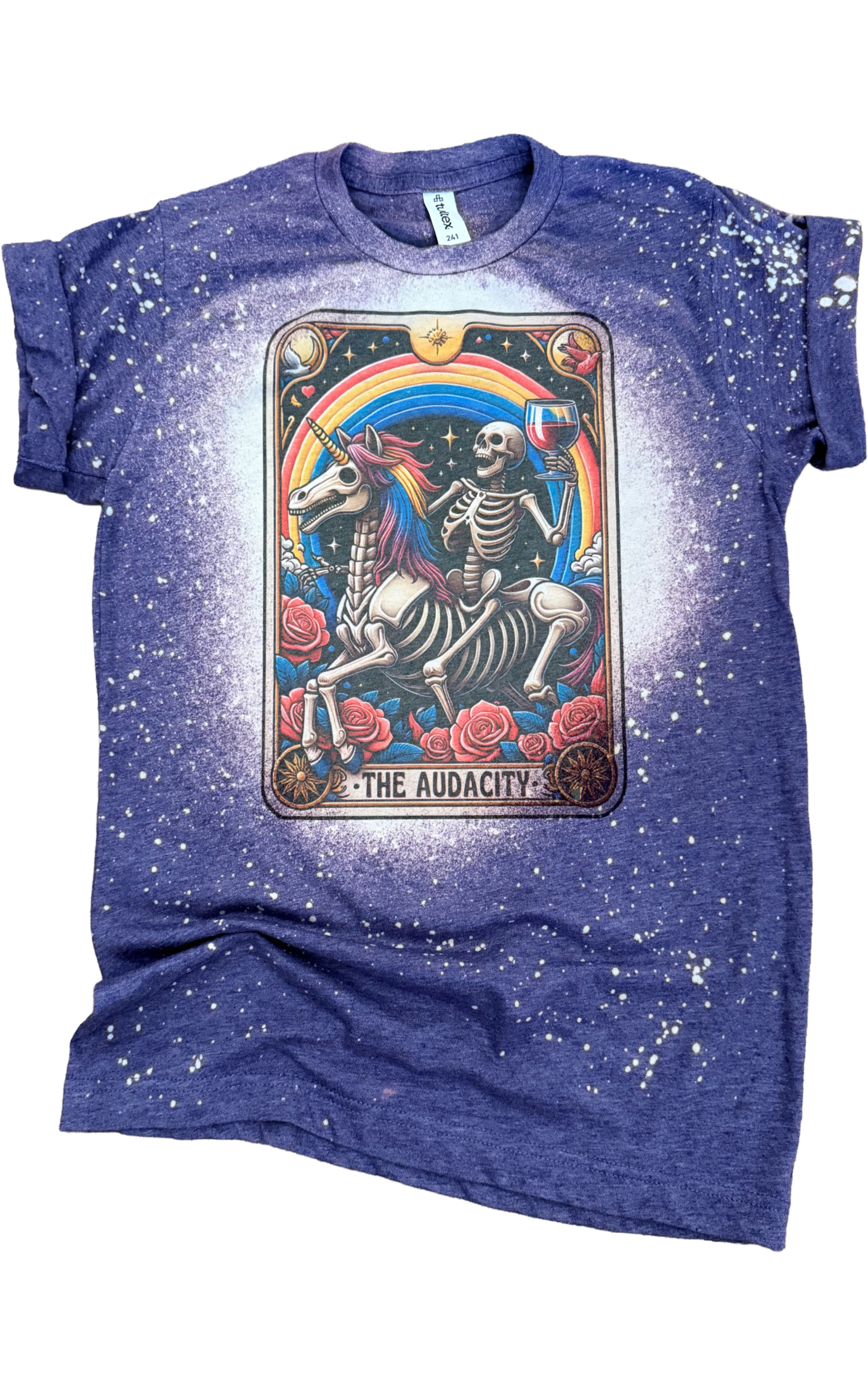 The Audacity - Skeleton Tarot Card Bleached Tee Unisex , , , Long Sleeve Tee