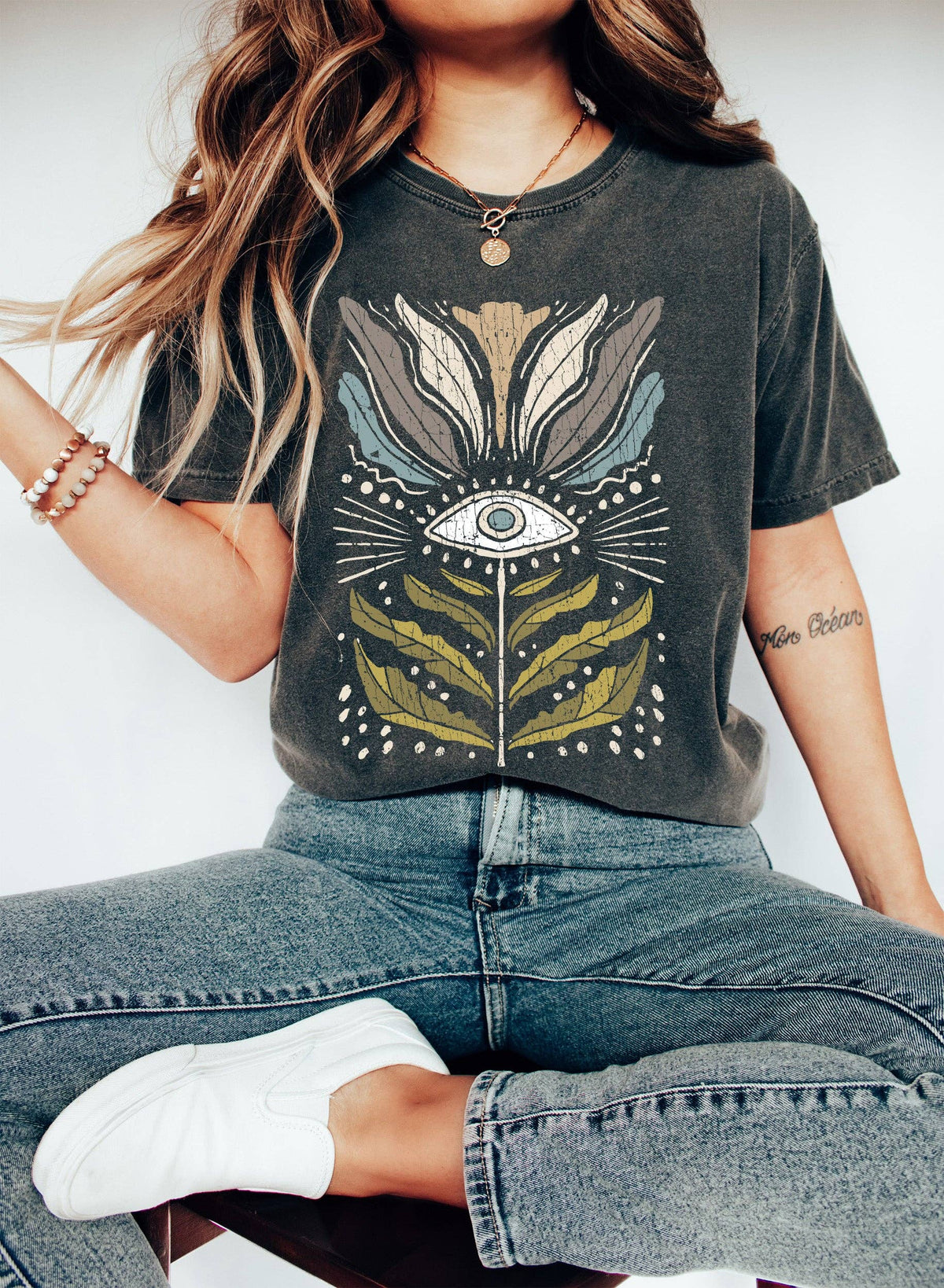 Mystical Floral Vintage Unisex , , , Long Sleeve Tee
