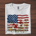 Painted Flag and Flowers Tshirt Unisex , , , Long Sleeve Tee